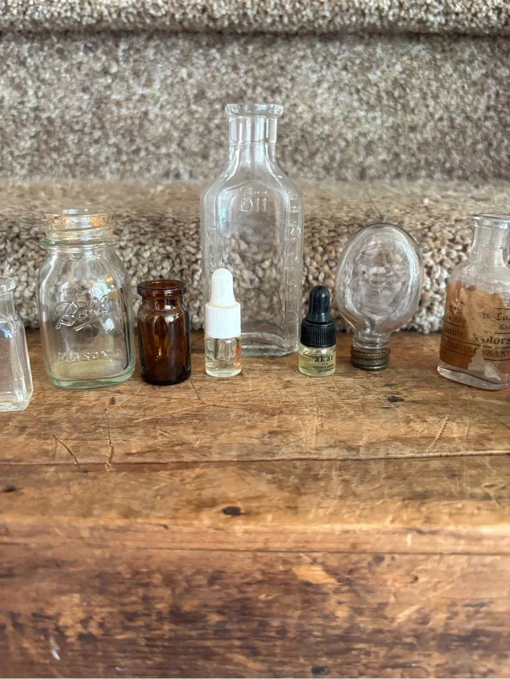 Vintage Clear Glass Apothecary Bottles Set - Clear and Amber